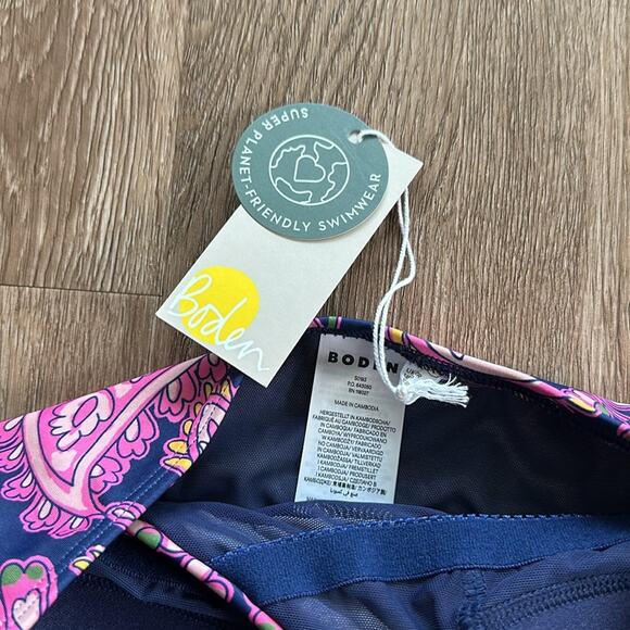 NWT Boden Levanzo Ruched Halter One Piece Swimsuit Paisley Terrace Sz 8 - Picture 4 of 6